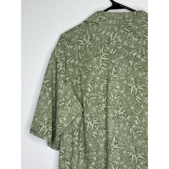 Vtg Columbia Button Front Shirt Men's Medium Silk Green Hawaiian Palm Leaves 90s - Picture 10 of 16